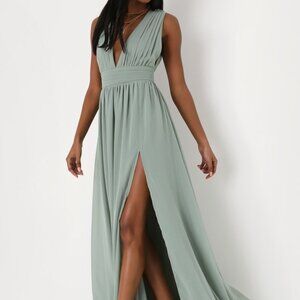 Lulus Heavenly Hues Sage Brush Maxi Dress Green - Size XS